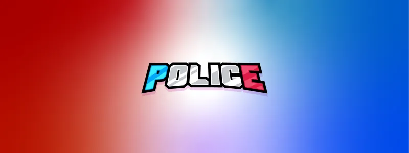 POLICE lettering on a red, white and blue gradient